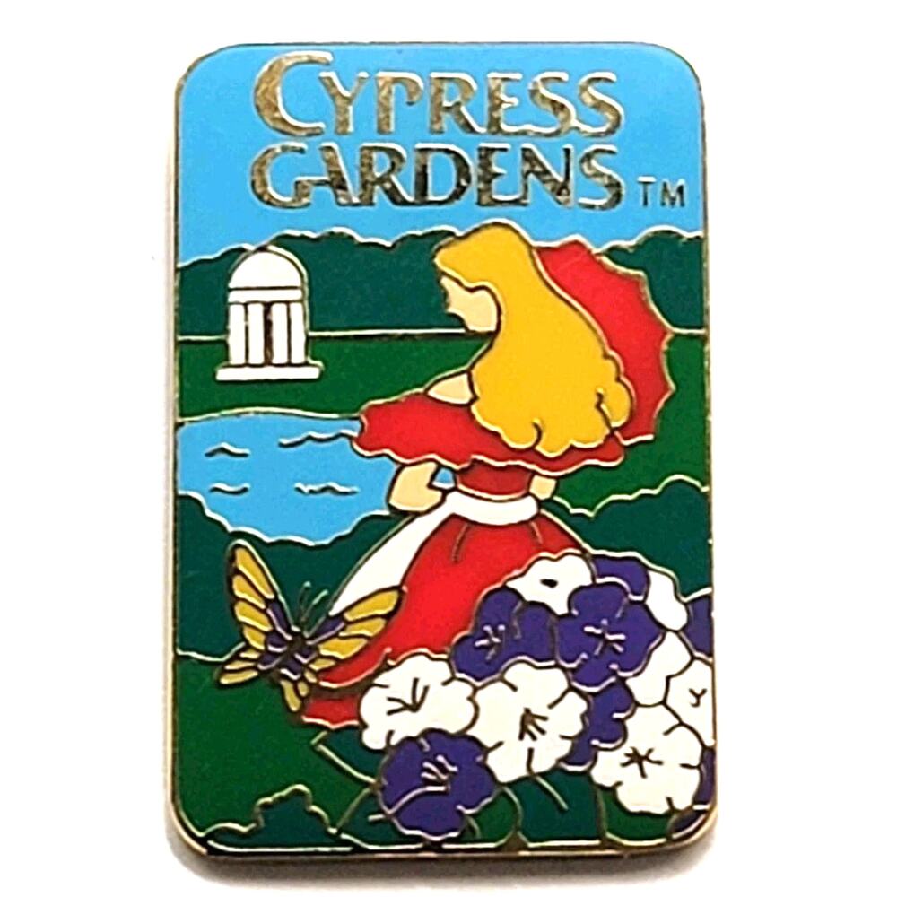 Cypress Gardens Florida Southern Belle Flower Pin Vintage Travel